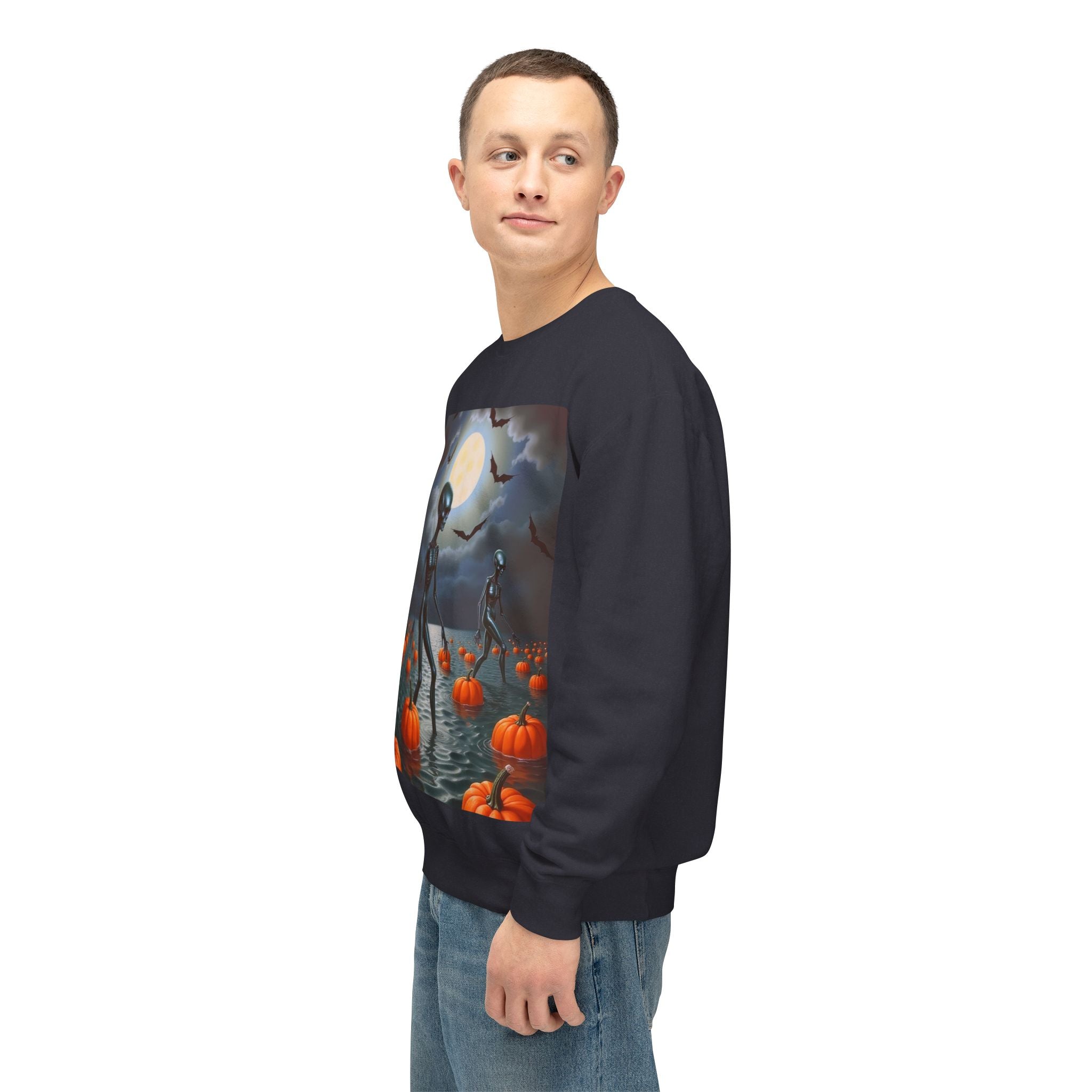 Viringee Wandering Halloween Alien Crewneck Sweatshirt