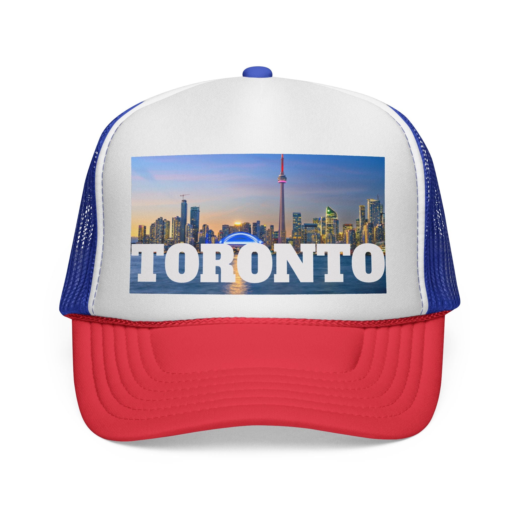 Unisex Toronto trucker cap featuring night city design