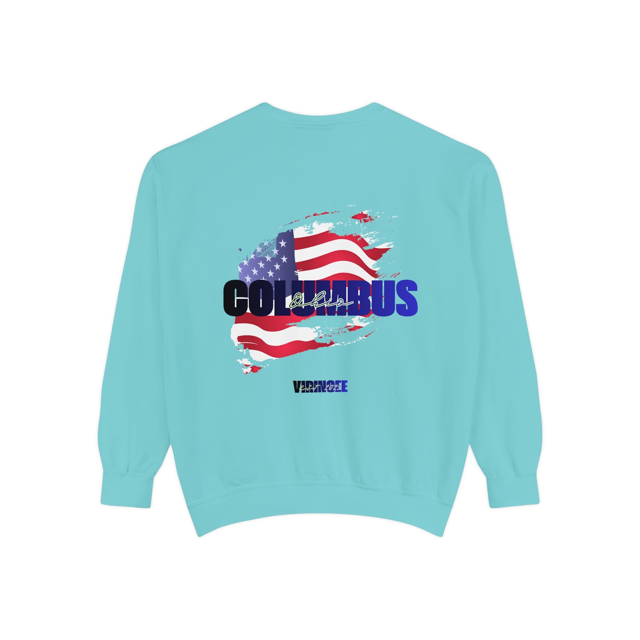 Viringee Columbus Ohio American Flag Crewneck Unisex Sweatshirt