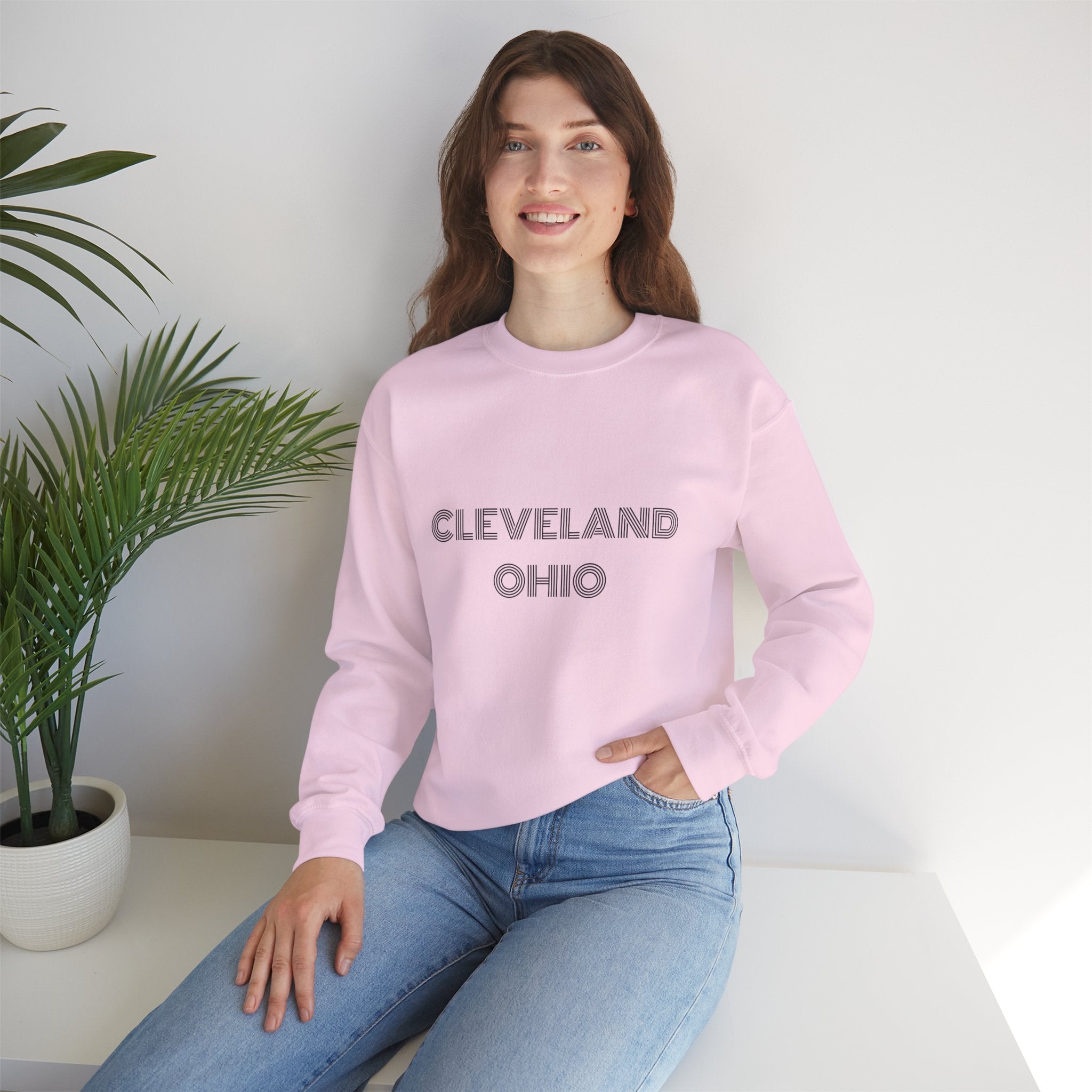 Classic crewneck sweatshirt celebrating Cleveland Ohio in modern street style
