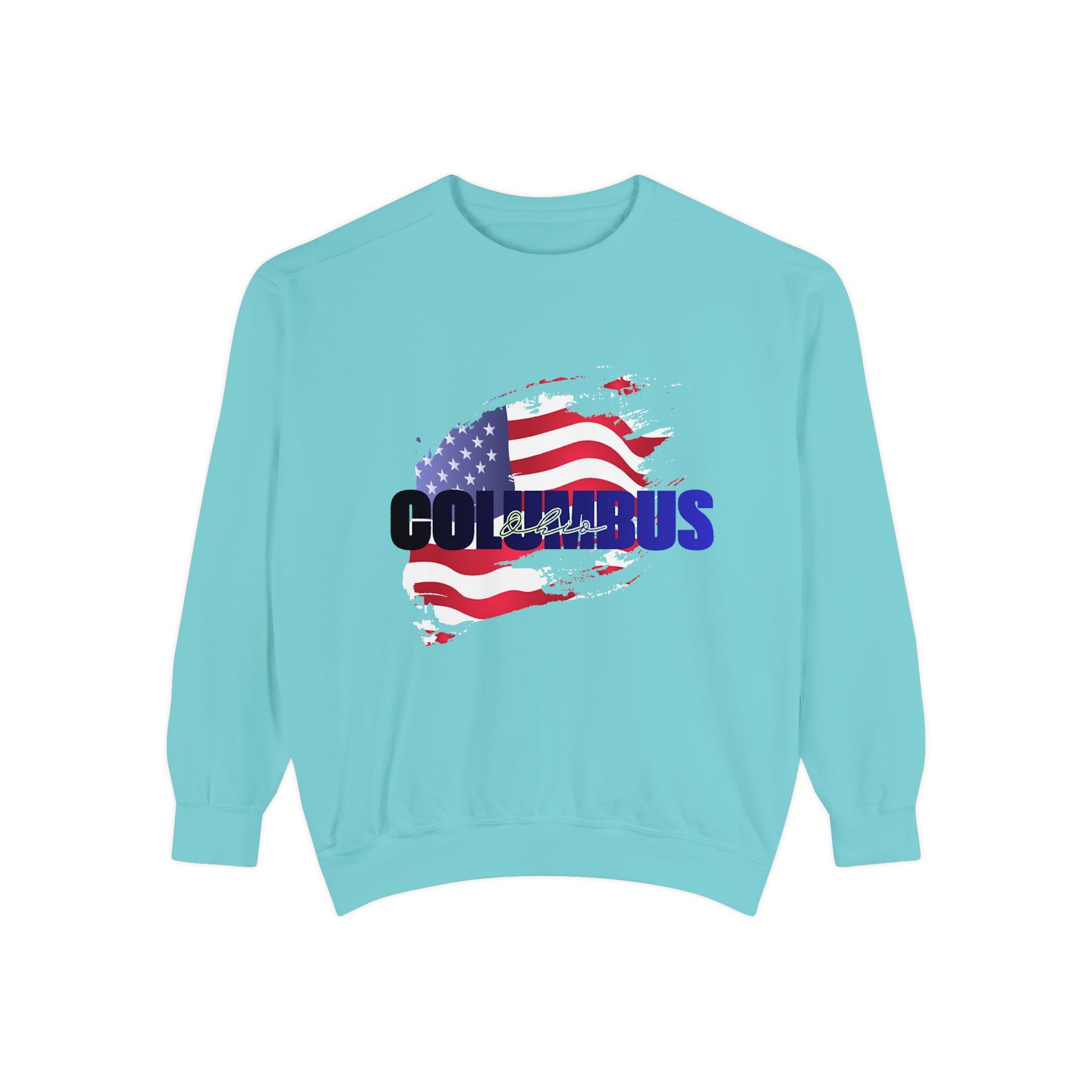 Viringee Columbus Ohio American Flag Crewneck Unisex Sweatshirt