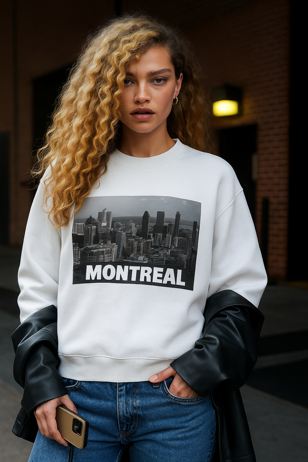 Viringee Montreal Skyline Unisex Crewneck Sweatshirt / Sweatshirt Unisexe Col Rond Viringee Montréal Skyline