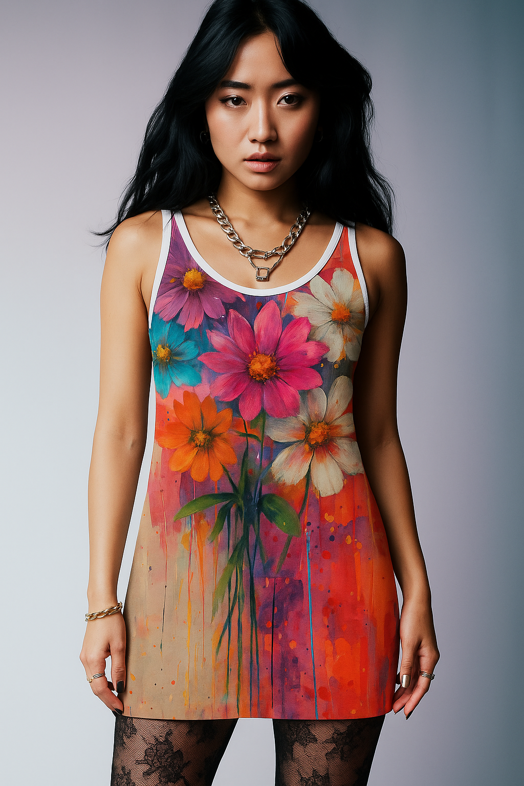 Viringee Floral Art Women's Racerback Dress