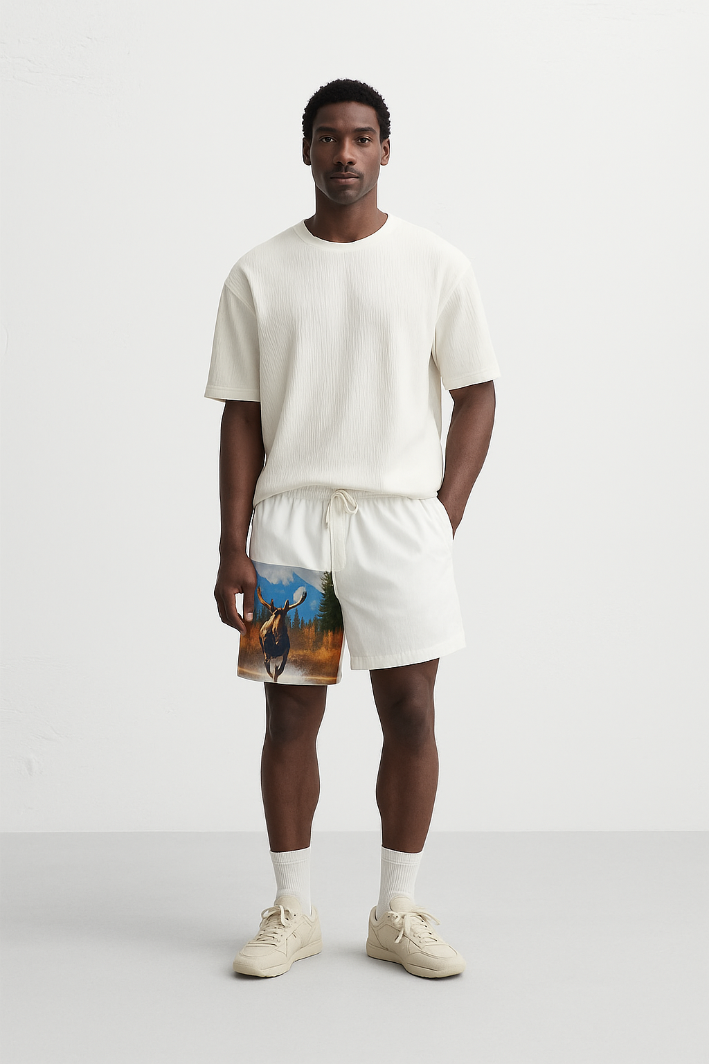 Viringee Men's Mid-Length Charging Moose Swim Shorts