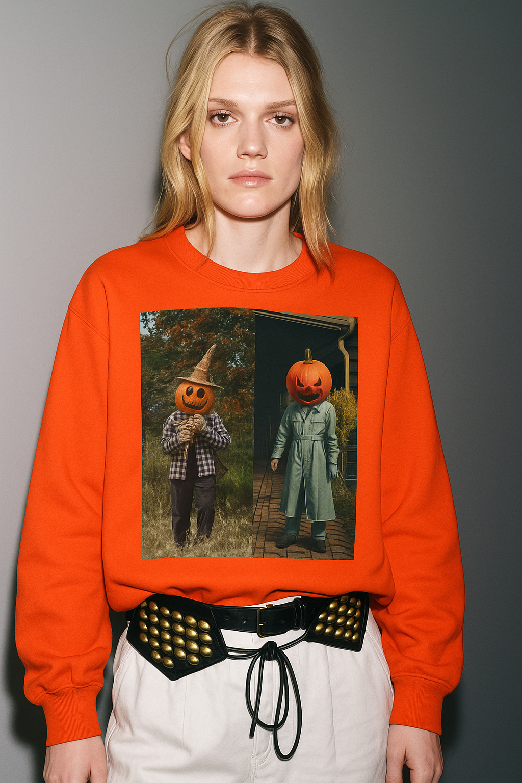 Viringee Pumpkin Duo Crewneck Sweatshirt