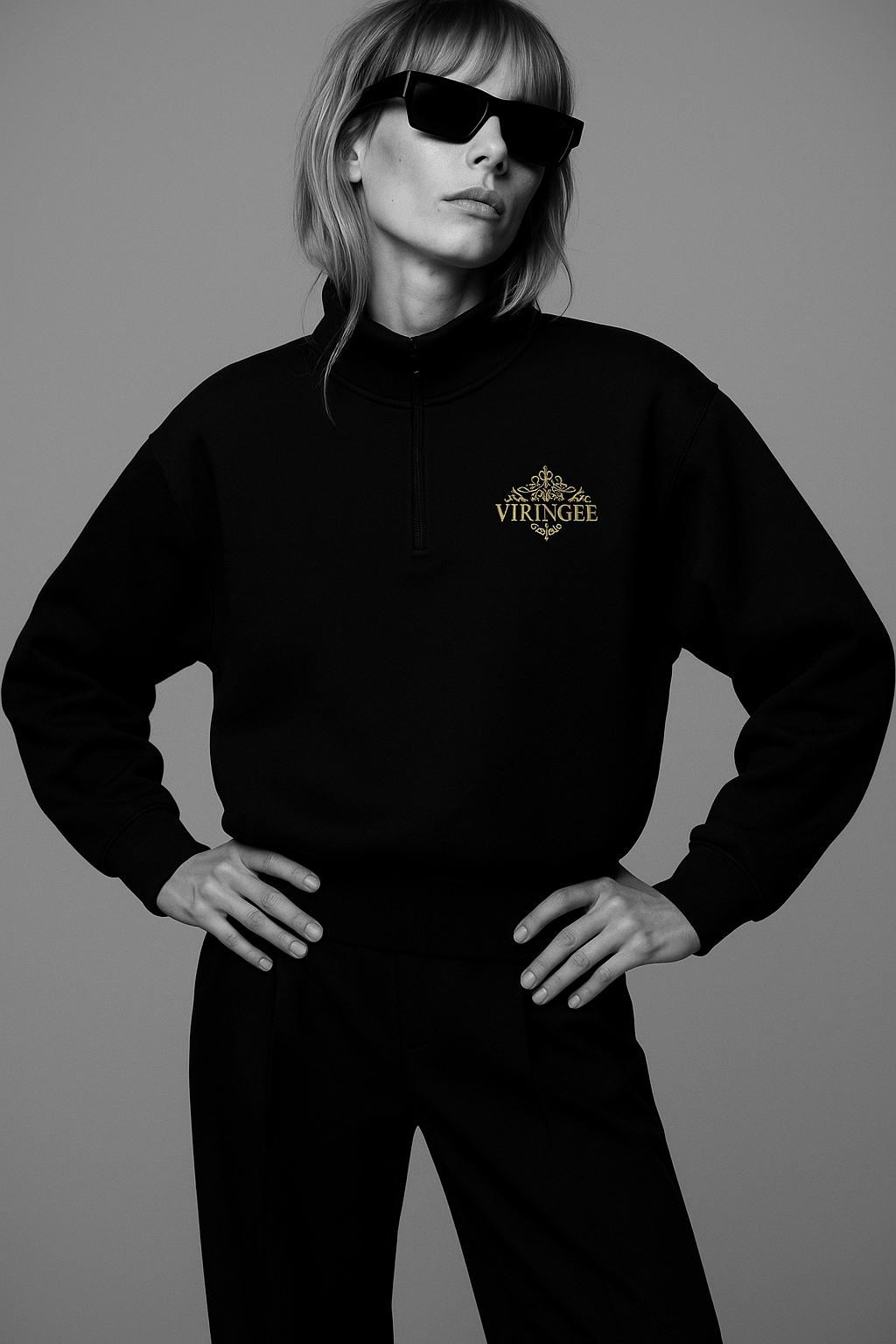 Viringee stylish unisex quilted full-zip jacket