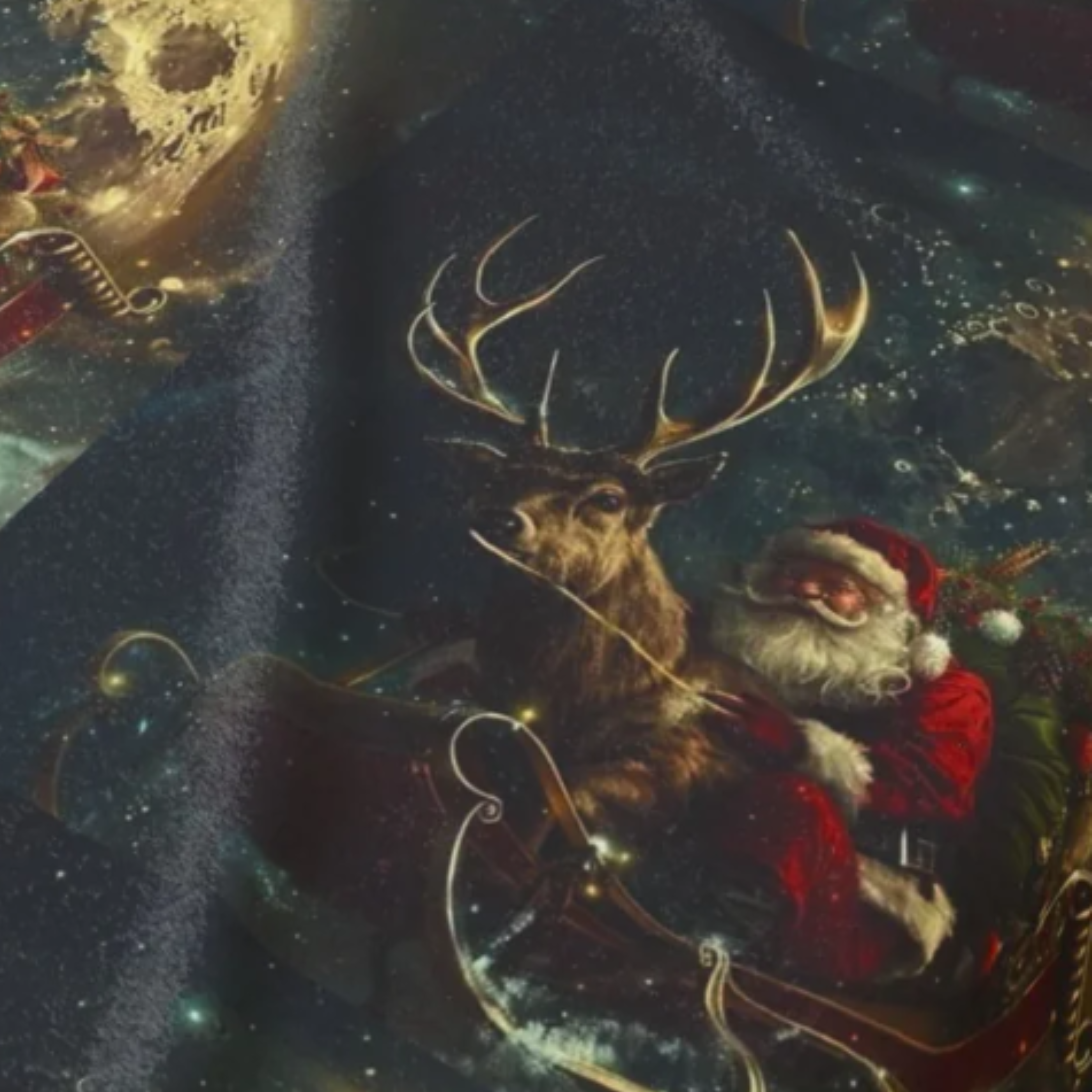 Viringee Christmas Santa and Reindeer Velveteen Plush Blanket