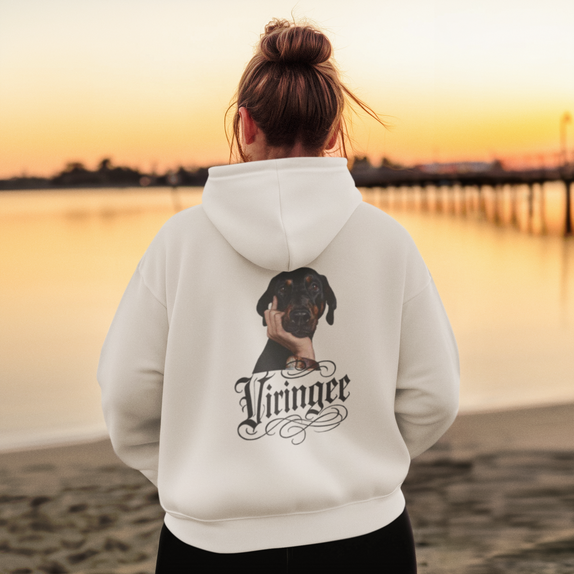 Viringee Thinking Pup Script Hoodie
