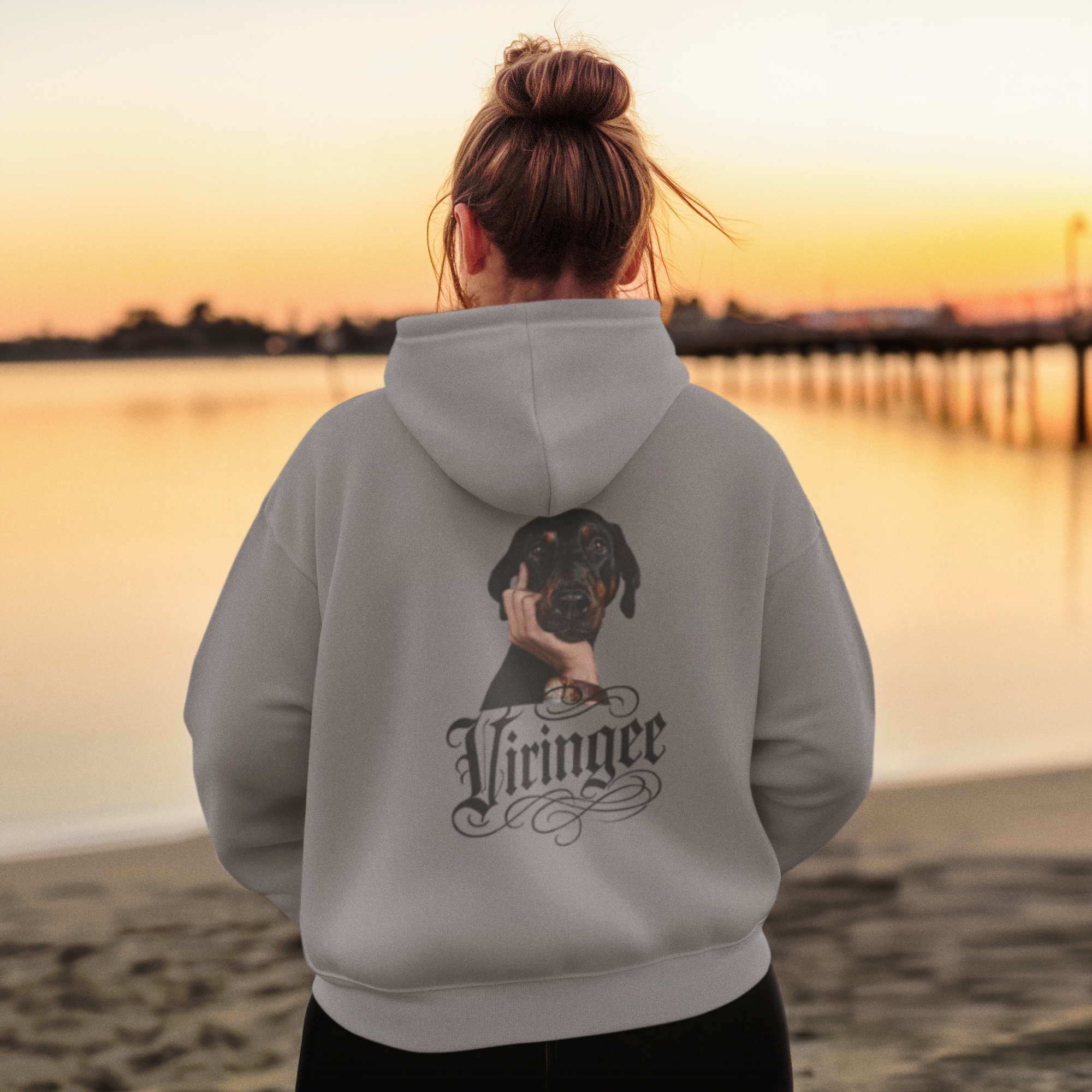 Viringee Thinking Pup Script Hoodie