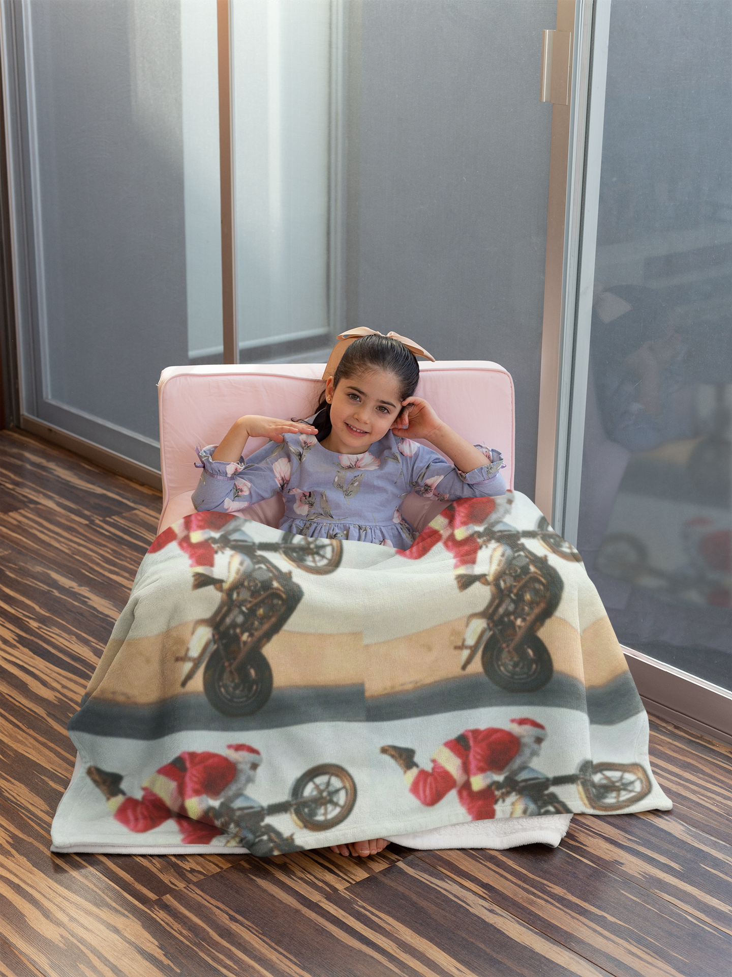 Viringee Santa Claus Motorcycle Velveteen Plush Blanket