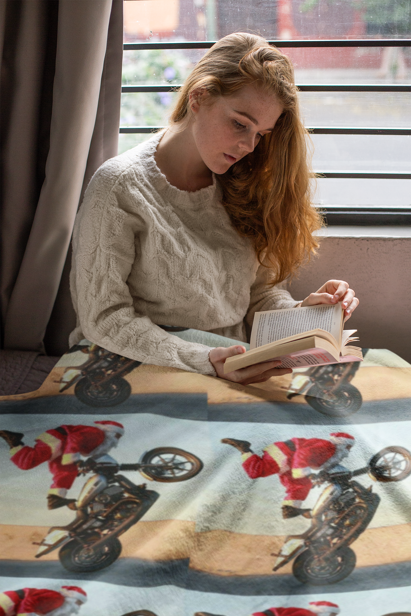 Viringee Santa Claus Motorcycle Velveteen Plush Blanket