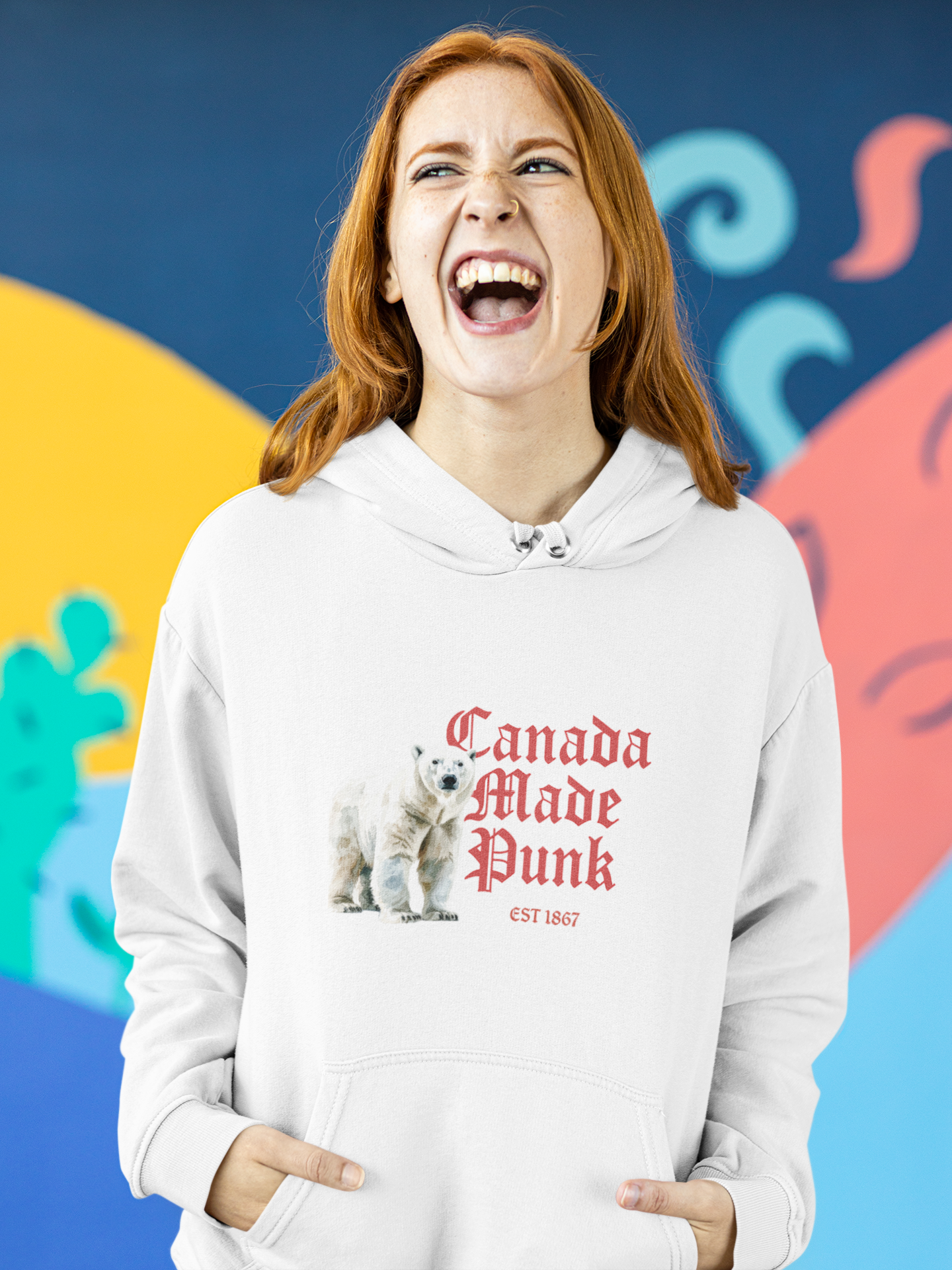 Viringee Canada Made Punk 1867 Graphic Unisex Fleece Hoodie