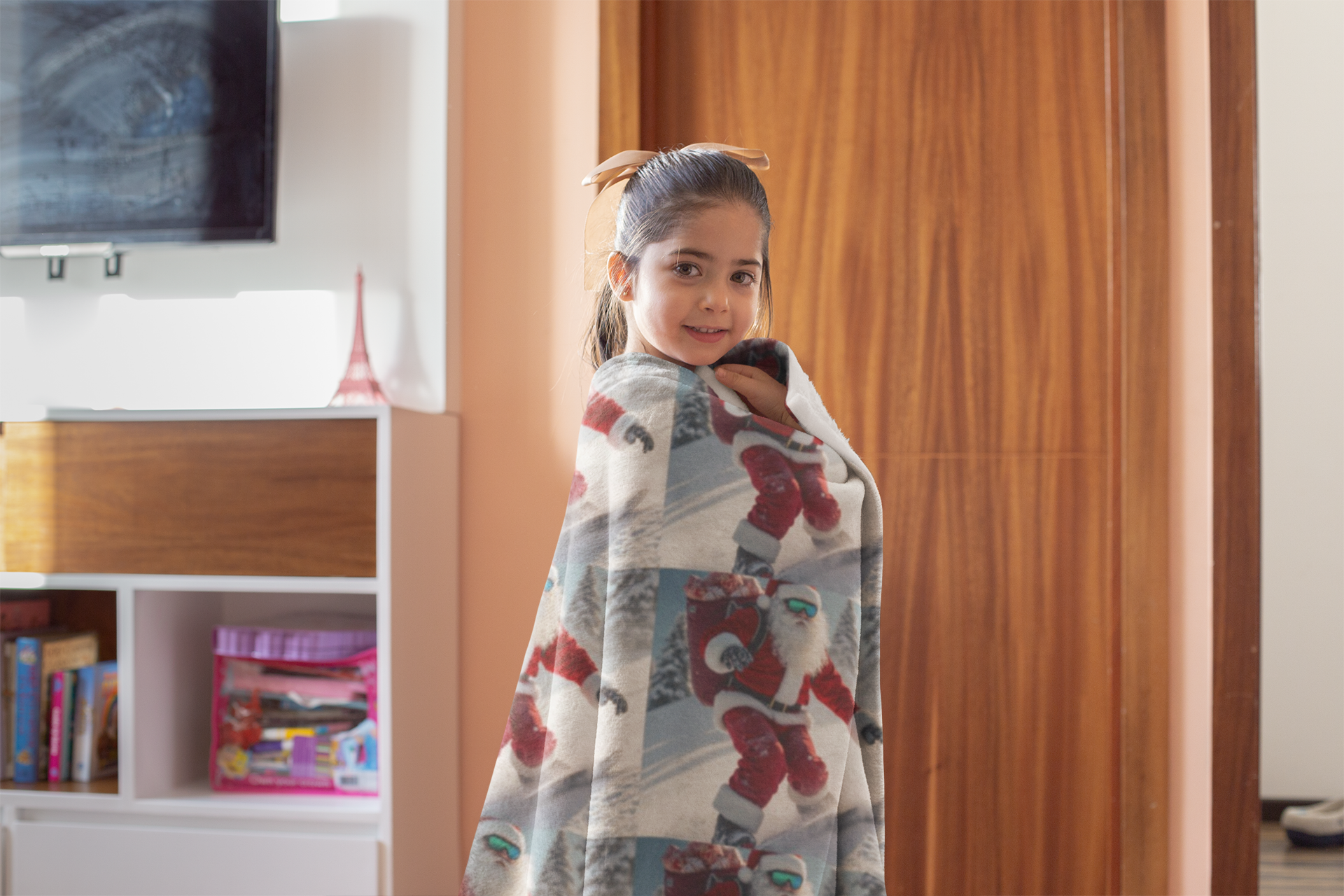 Viringee Santa Claus Snowboard Velveteen Plush Blanket