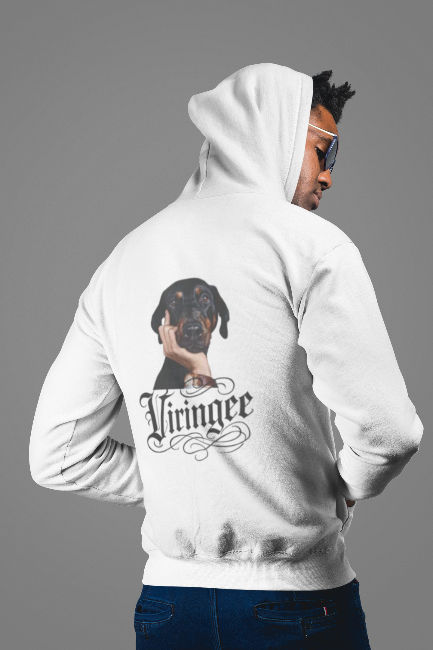 Viringee Thinking Pup Script Hoodie
