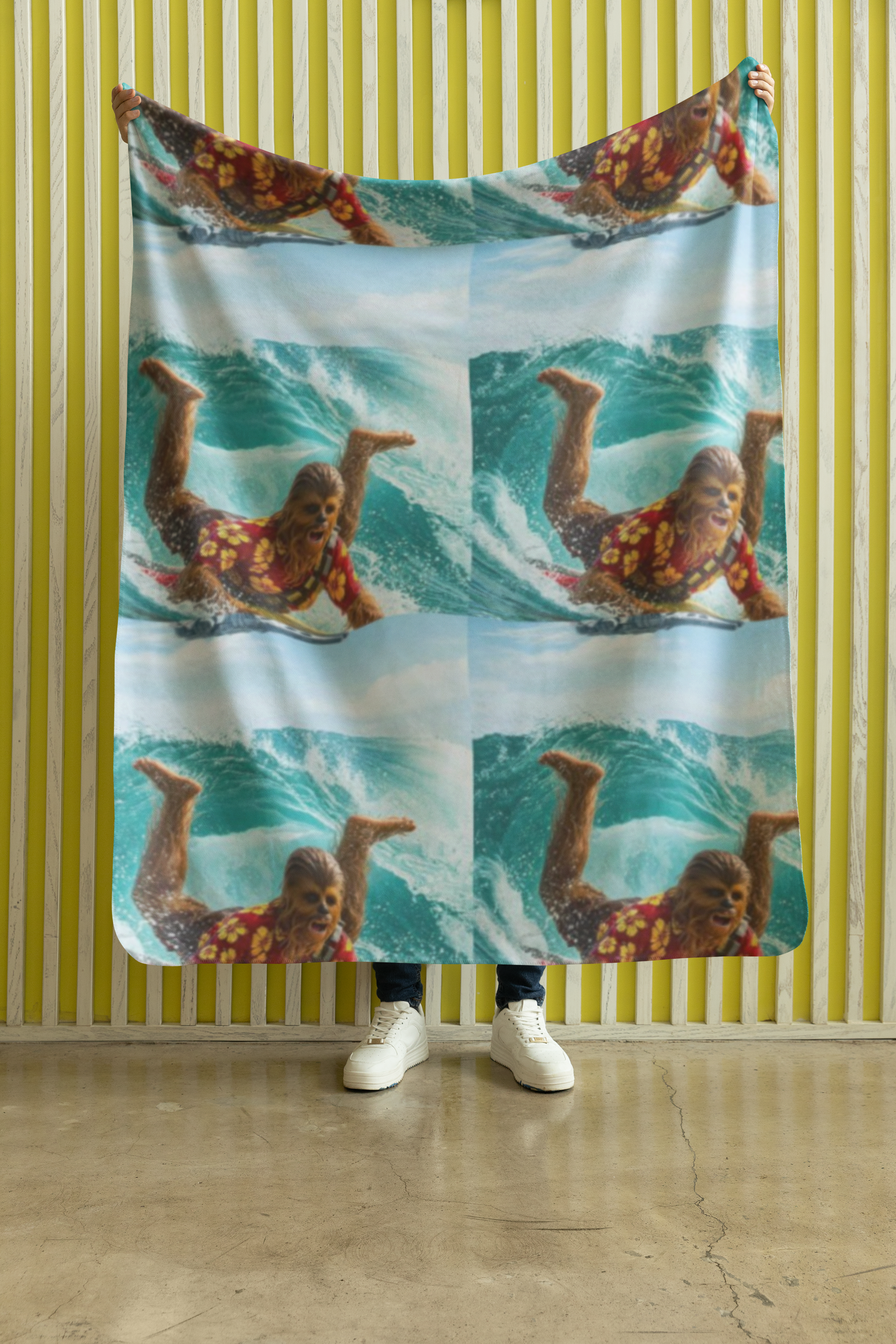 Viringee Surfing Tropical Chewbacca Velveteen Plush Blanket