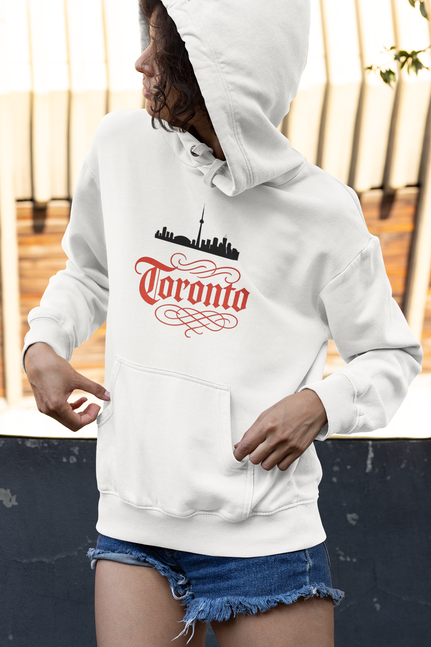 Viringee Toronto Skyline Graphic Fleece Hoodie