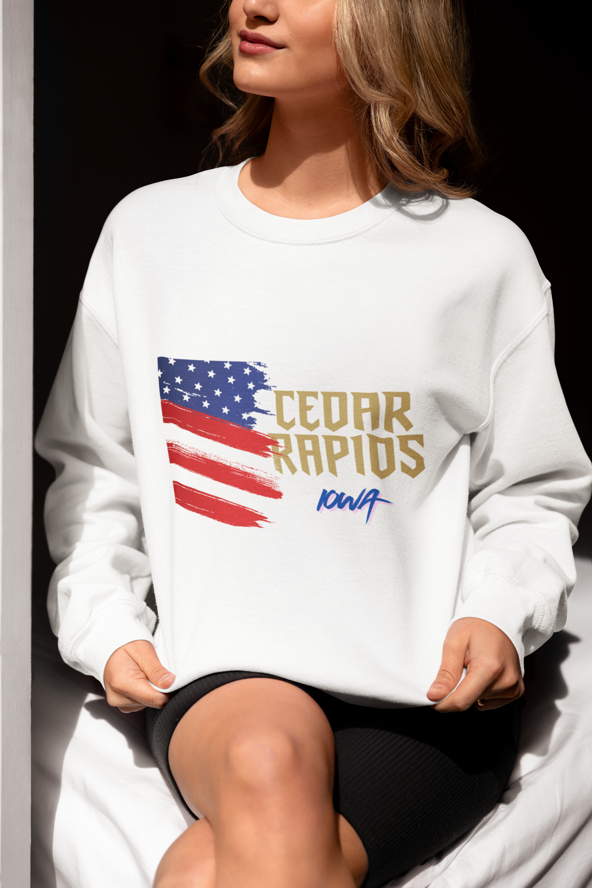 Viringee Cedar Rapids Iowa American Gothic Crewneck Unisex Sweatshirt